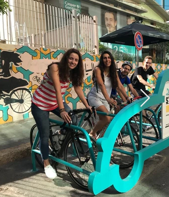 First bicycle parking in Hamra installed as part of Beirut design Week with the support of the AUB neighbourhood initiative